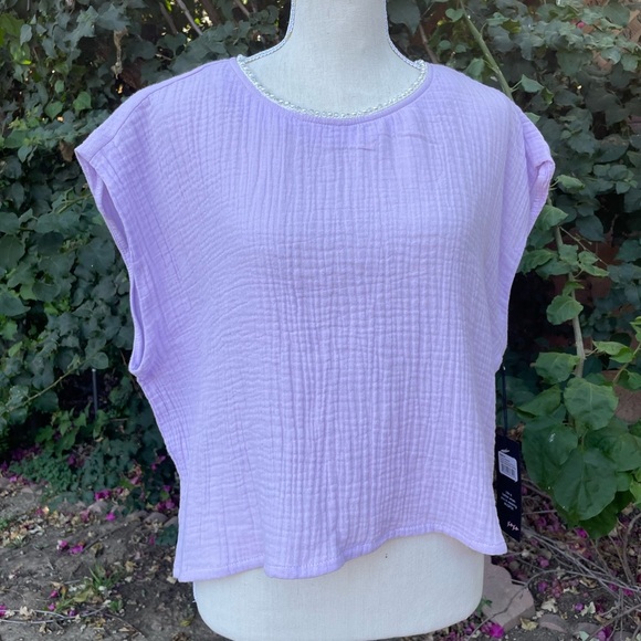 Cap Sleeve Wildfox Gauze Top Cropped Size XL - Picture 2 of 9